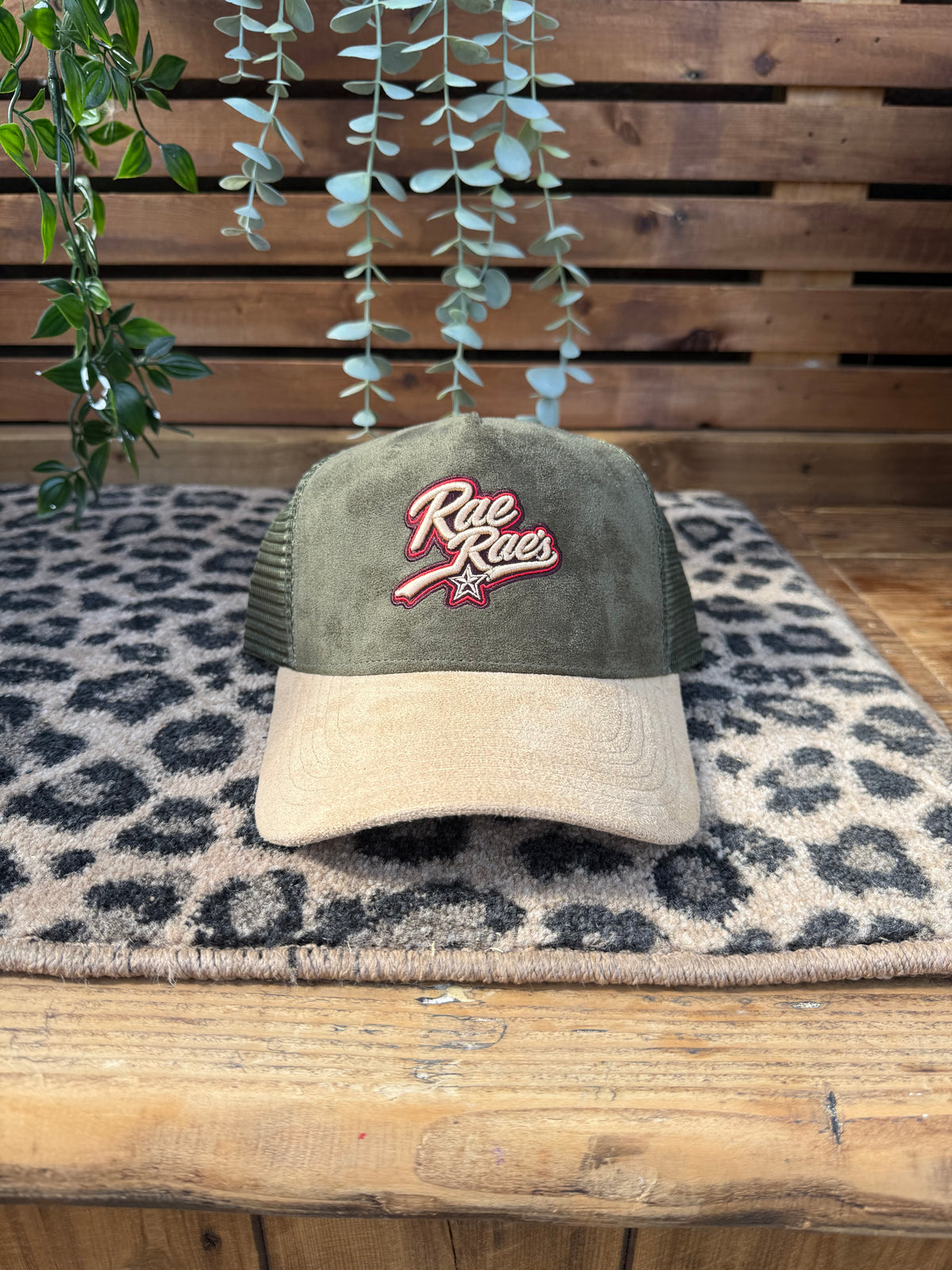 Khaki and cream Rae Rae's Trucker Hat