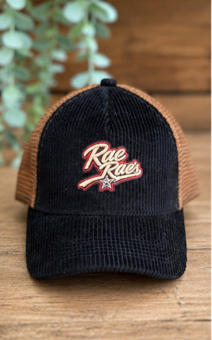 Black cord and toffee trucker hat