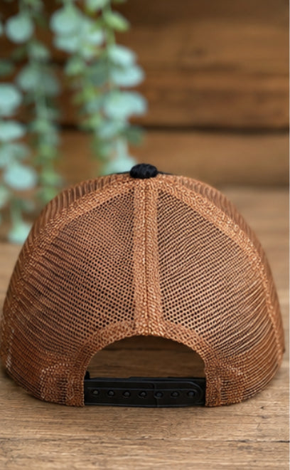 Black cord and toffee trucker hat